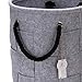 Sea Team 13.4 inches Cross Pattern Felt Storage Basket Nursery Storage Bin Toys Hamper with Rope Handles for Kid's Room, Gray