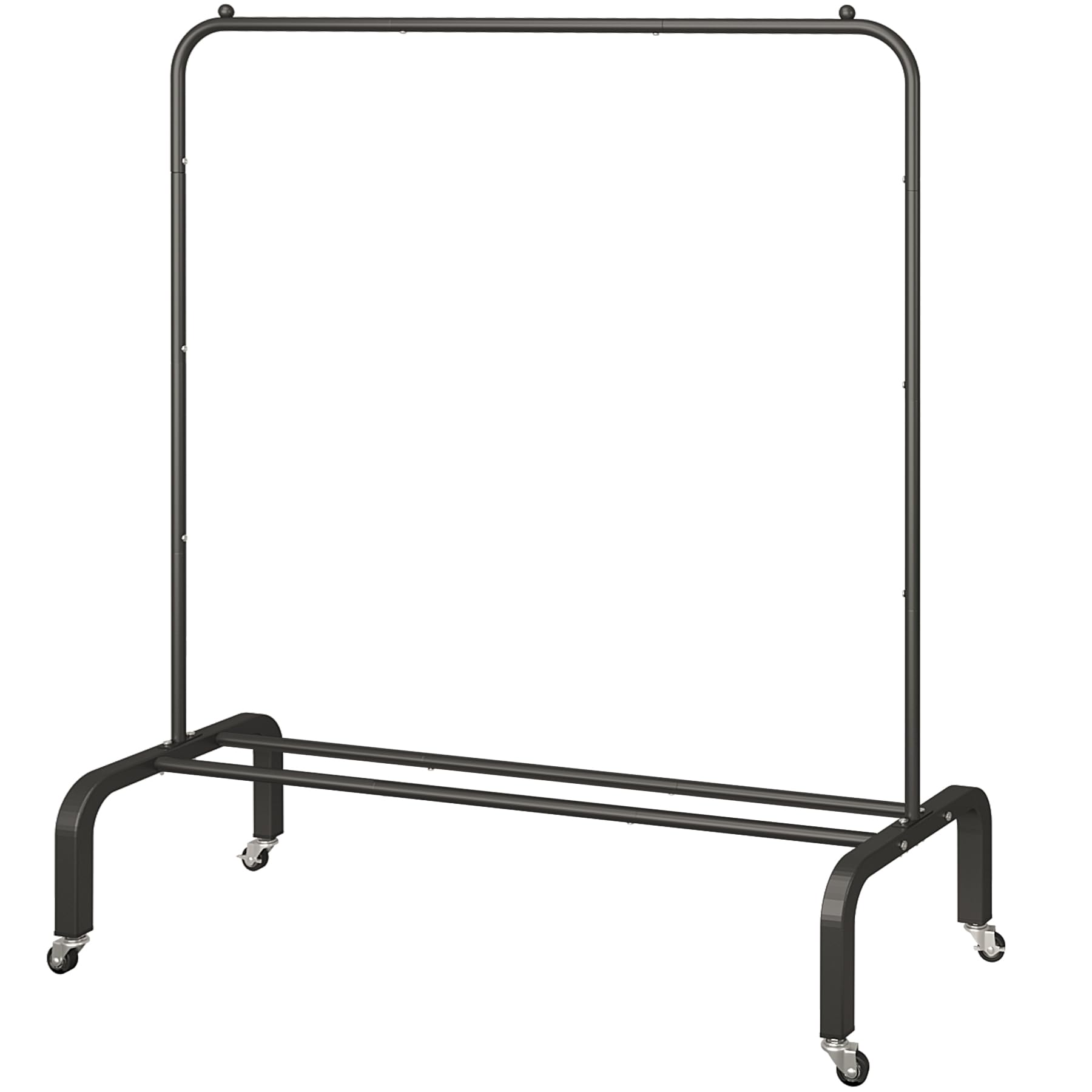 Photo 1 of JIUYOTREE Metal Clothing Rack with Wheels, 43.3 Inches Rolling Clothes Garment Coat Rack with Bottom Shelf, Clothing Rack for Hanging Clothes, Coats, Skirts, Shirts, Sweaters, Black