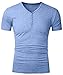 Mrignt Mens Short Sleeve V-Neck Slim Fit Henley t-shirt with Button (Sapphire,M )