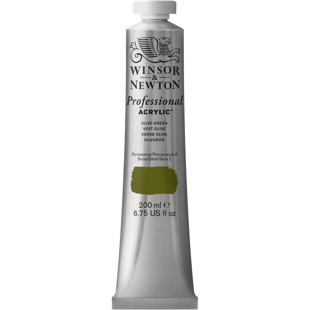 Winsor & Newton 200ml Professional Acrylic Colour Tube - Olive Green — image 1