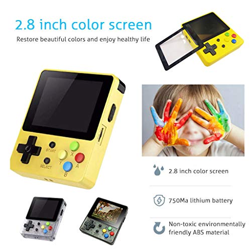 Rumas Handheld Game Console, Portable Game Console 2.6 -inch Screen Linux System Compatible with Multiple Simulators DDRII 128 MB RAM 16 GB of RAM (Yellow)