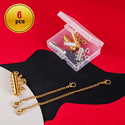 14 Pieces 4 Sizes Slide Clasp Connectors Tube Multi Strands