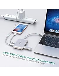 Aukey Hub USB C con puerto HDMI, 4 puertos USB 3.0, rendimiento Type C entrega de potencia para MacBook Pro, Dell XPS 15,  Chromebook y más