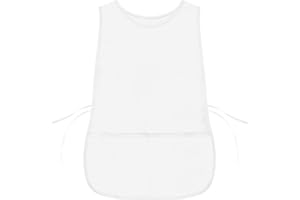 DALIX Cobbler Apron 2 Pockets Smock Regular 28.5" x 18.5" White