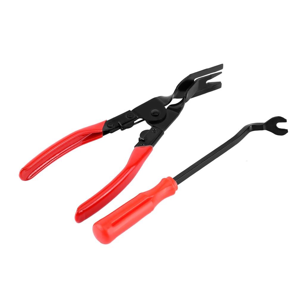 Trim Clip Removal Plier, Steel 2Pcs Car Door Trim and Upholstery Remover Pry Bar Tool Car Door Panel and Trim Clip Removal Pliers with Storage Bag for Car Door Panel Dashboard