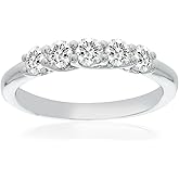 Lab Grown Five Stone Diamond Rings for Women | 10K Solid Yellow and White Gold Certified 1/4-1 CT. TW. Diamond Anniversary Bands and Wedding Rings