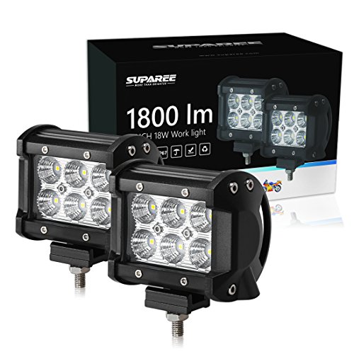 LED Light Bar, 2Pcs 4″ 18W Cree Flood Beam Offroad Pods Work Light Auxiliary Driving Fog Lamp for ATV SUV Jeep Boat