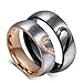 ROWAG 6MM Men Heart Shape Titanium Stainless Steel Couple Wedding Rings for Him and Her Women Cubic Zirconia CZ Inlaid Promise Engagement Bands