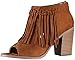 Soda Women's Gusto Fringe Tassel Open Toe Zip Back Sueded Bootie