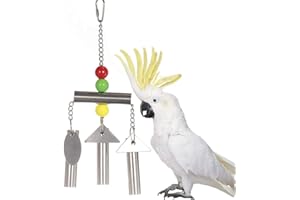 Keersi Stainless Steel Bells Toy with Sweet Sound for Bird Parrot Macaw African Greys Amazon Eclectus Cockatoo Budgie Parakeet Cockatiels Conure Lovebird Finch Canary Cage