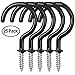 25 Pack Cup Hook Ceiling Hooks, 2.9 Inches, FineGood Vinyl Coated Screw-in Hanger for Indoor and Outdoor Use - Black