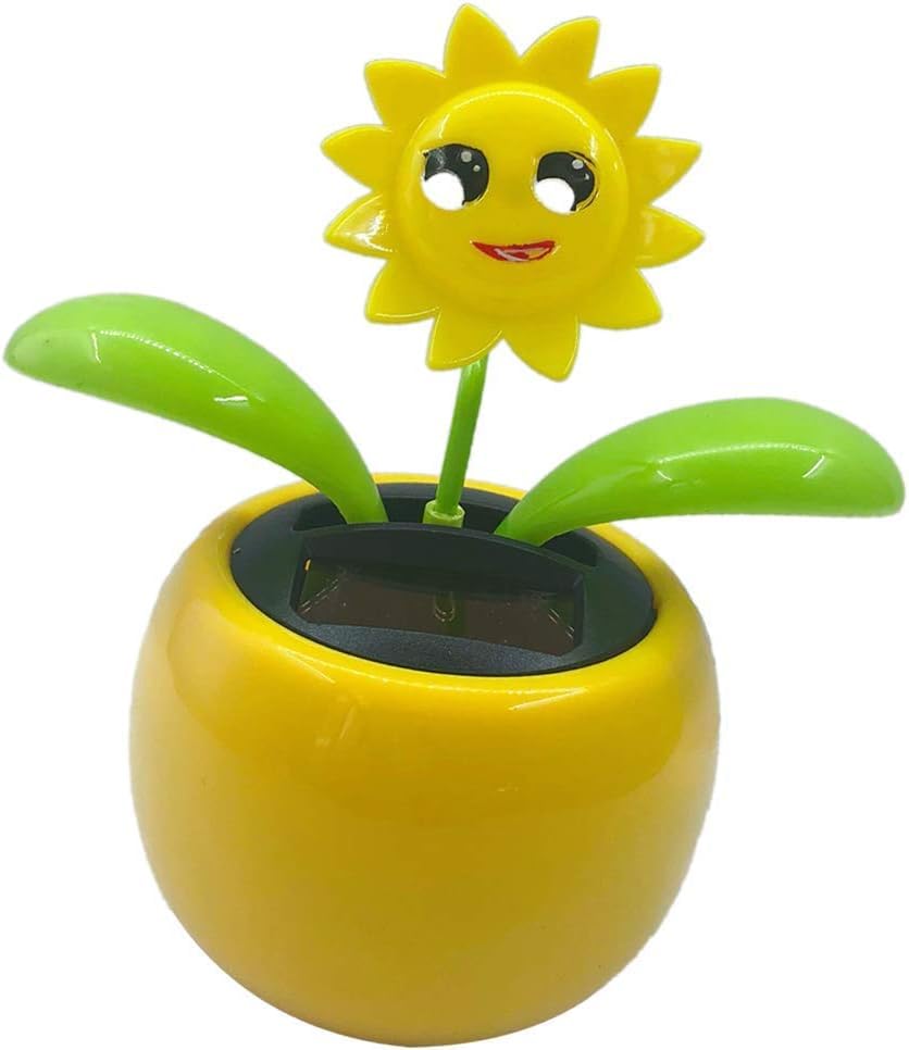 Solar Powered Flip Flap Dancing Flower Toy for Car Dashboard Decor Automatic Dancing Flower Toy Kid's Gift - Sunflower 10.5x6.5x11.3cm Car Ornaments Solar Powered Car Toy Office Desk Decoration