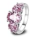 Psiroy 925 Sterling Silver Created Pink Topaz Filled 5 Stone Engagement Ring Band Size 10