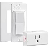 SURAIELEC Wireless Light Switch, Remote Control Outlet, Decorator Rocker Wall Switch, 15 AMP, 100ft RF Range, No Wiring No Wi
