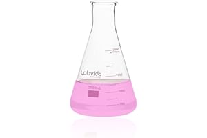 Labvida Narrow Mouth Glass Erlenmeyer Flasks, Vol.2000ml, 3.3 Borocilicate with Printed Graduation, LVC010