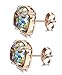 LOYALLOOK Stainless Steel Square Studs Multi-Glitter Stud Earrings for Womens Girls 12mm Rose Gold Tone