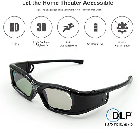 3D DLP Active Shutter Rechargeable Ultra-Clear HD 144 Hz 3D glasses only for ALL DLP Link Projectors