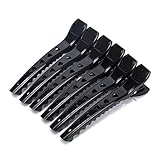 Alaboudi Rubber Coated No-slip Grip Croc Hair Styling Clips Black 6 Pack
