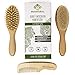 earthMonkeys Baby Toddler Hair Brush and Comb Set | 3-Piece Wooden Set Includes Natural Soft Goat Hair Brush for Cradle Cap | Great Gift for Registry Shower