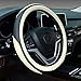 Didida Steering Wheel Covers Soft Matte Microfiber Leather Non-Slip Sweat-Absorbent for Women Men Universal 15 Inch Car Decoration (White)