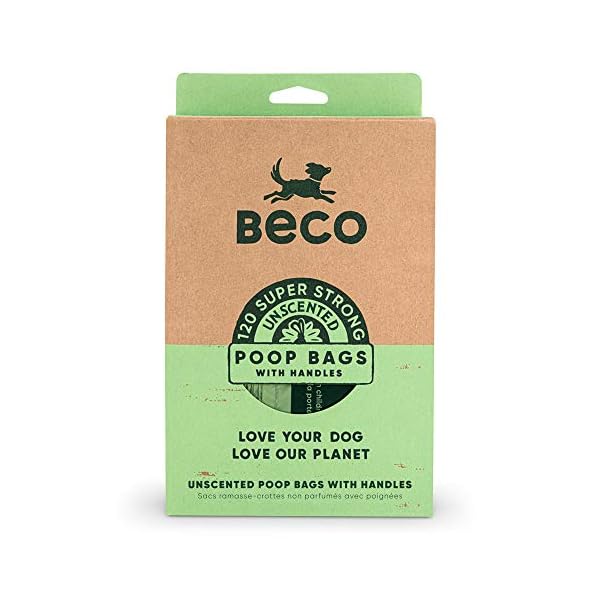 Beco-Super-Strong-Large-Poop-Bags-Unscented-Dog-Poo-Bags-120-Loose-packed-with-Tie-Handles-Box-Dispenser Beco Strong & Large Poop Bags - 120 Loose packed with Tie Handles - Box Dispenser - Unscented Dog Poo Bags
