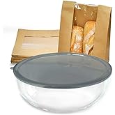 CD HOME 6.3Quart Large Glass Mixing Bowl with Lid, Clear Large Salad Bowls Glass Big Mixing Bowls for Kitchen