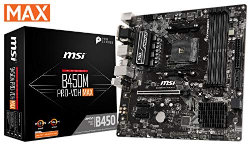 MSI ProSeries AMD Ryzen 2ND and 3rd Gen AM4 M.2 USB 3 DDR4 D-Sub DVI HDMI Micro-ATX Motherboard (B450M PRO-VDH Max)
