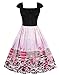 Wellwits Women's Cherry Blossom Flutter Cap Sleeves Cocktail Swing Dress