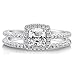 BERRICLE Sterling Silver Halo Wedding Engagement Rings Cushion Cut Cubic Zirconia CZ Ring Set for Women, Rhodium Plated Size 4-10