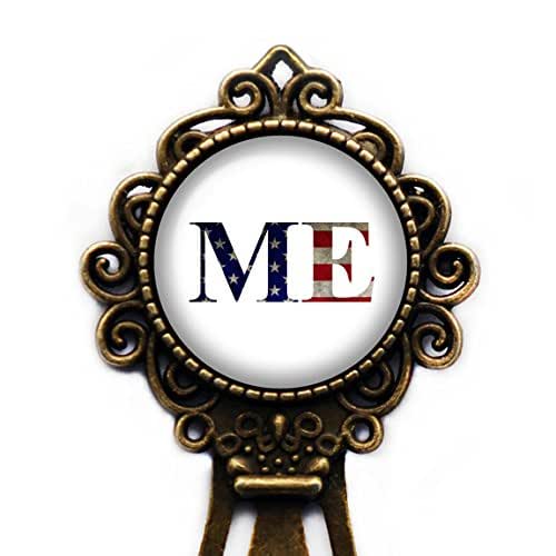 Amazon united states state initials flag maine me bronze bookmark 