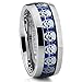 Men's Dome Stainless Steel Ring Skull Halloween Band Blue Carbon Fiber