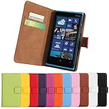 Lumia 920 Case, iCoverCase Genuine Leather Magnetic Flip [Card Slot] Wallet Cover Kickstand Case for Nokia Lumia 920 (Brown)
