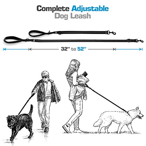 SparklyPets FLASH SALE | Adjustable Leash and 3 in 1 Shock-Absorbing Bungee Extension Set – Heavy Duty Dog Leash for Medium and Large Breeds Made from Durable Nylon – Reduces Pulling Shocks - Black - Thumbnail 4