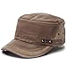 Ninth-City Unisex Vintage Military Washed Cap Cadet Army Plain Flat Hat for Men and Women (Light Brown)