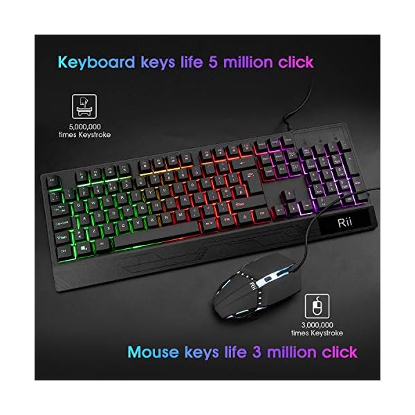 Rii Gaming Keyboard and Mouse,RGB Light Up Keyboard and Mouse Set for PS4,Xbox for Gaming ,Working-UK Layout