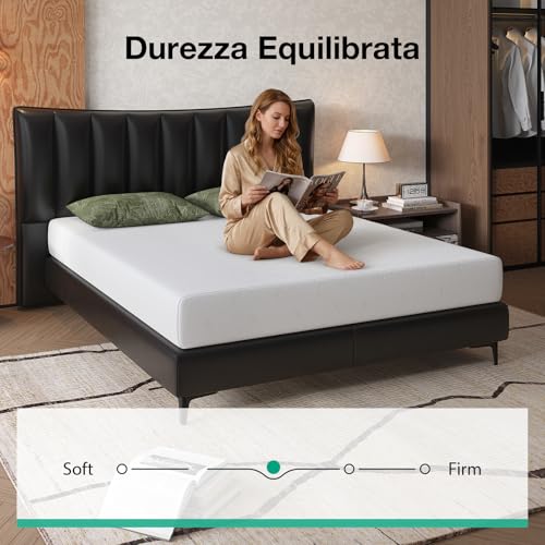 Novilla Mattress 90 x 200 cm, Single Mattress, Height 20 cm, Gel Memory Foam, Breathable Bamboo Fibre, Perfect Support, Skin Friendly, Medium Solid