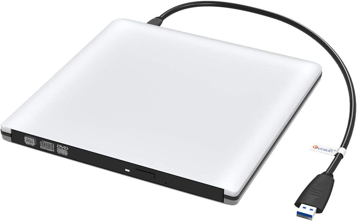 VersionTECH. Latest USB3.0 Ultra Slim Portable DVD Rewriter Burner,External DVD Drive Optical Drive CD+/-RW DVD +/-RW Superdrive for Apple Mac Macbook Pro and laptop