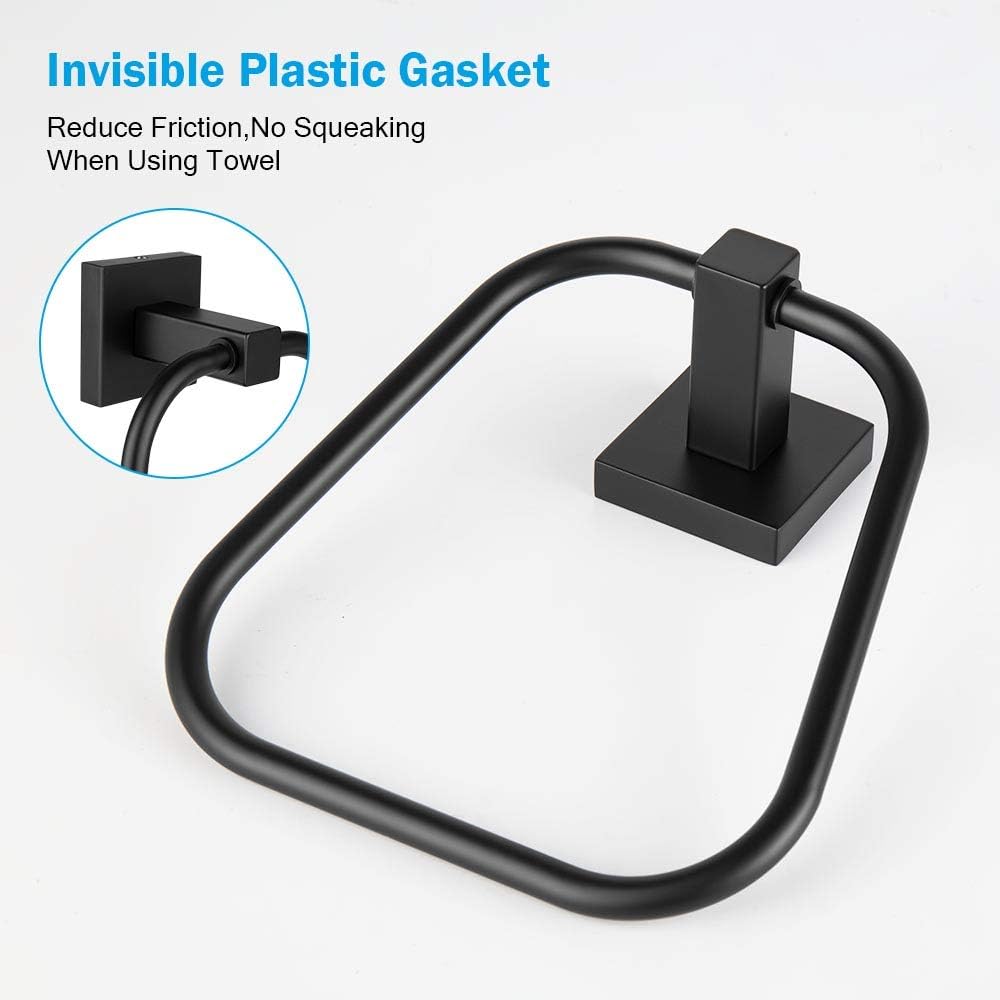 JOUBU Bathroom Towel Holder Round Black Rustic Hand Towel Ring Wall Mount Heavy Duty Bath Towel Rack SUS304 Stainless Steel Towel Hanger Bathroom Accessories Matte Black: Home & Kitchen