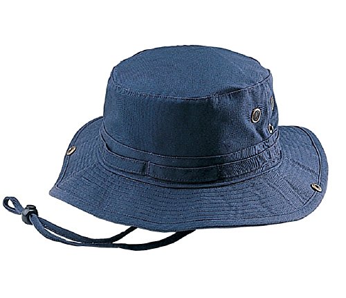 Wholesale Washed Cotton Fishing Hunting Hiking Outdoor Bucket Hat w/ Chin Cord (Navy, Size M) - 21253