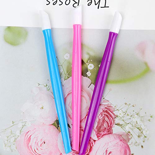 Buorsa 24 Pcs Rubber Tipped Plastic Handle Nail Cuticle Pusher Nail File Pusher Cleaner