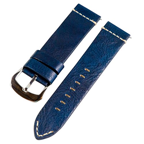 Clockwork Synergy Dapper Collection - 22mm Blue Vintage Leather Watch Band
