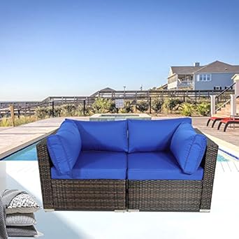 Amazon Com Patio Furniture Sectional Sofas Brown Rattan Royal