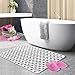 E-More Non Slip Shower Floor Mat Washable Bath Mat with Suction Cups Bathroom Kitchen Door Floor Tub Safety Mats Bathtub Mat with Drain Hole (White)