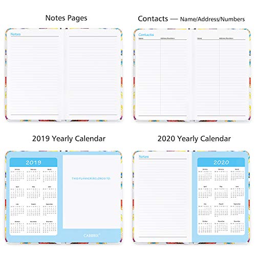 Cabbrix 2019-2020 Planner Academic Year Daily Weekly & Monthly Calendar Planner, Hardcover, Feather Pattern (5.5"x 8")