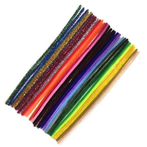 300 Pcs Assorted Colors and 100 Glitter Creative Pipe Cleaners DIY Art Craft Decorations Chenille Stems (6 mm x 12 Inch)