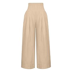 JIOEEH Womens Pants Women High Waisted Wide Capris