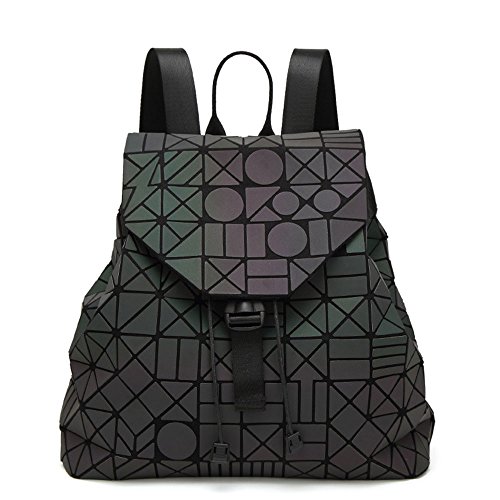 DIOMO Geometric Lingge Laser Women Backpack Luminous Travel Shoulder Bag Satchel Rucksack (Luminous NO.2)