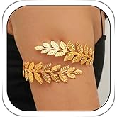 Dmaiy Gold Arm Bracelets for Women Adjustable Upper Arm Cuff Leaf Shell Armband Bracelet Boho Bangle for Beach Wedding