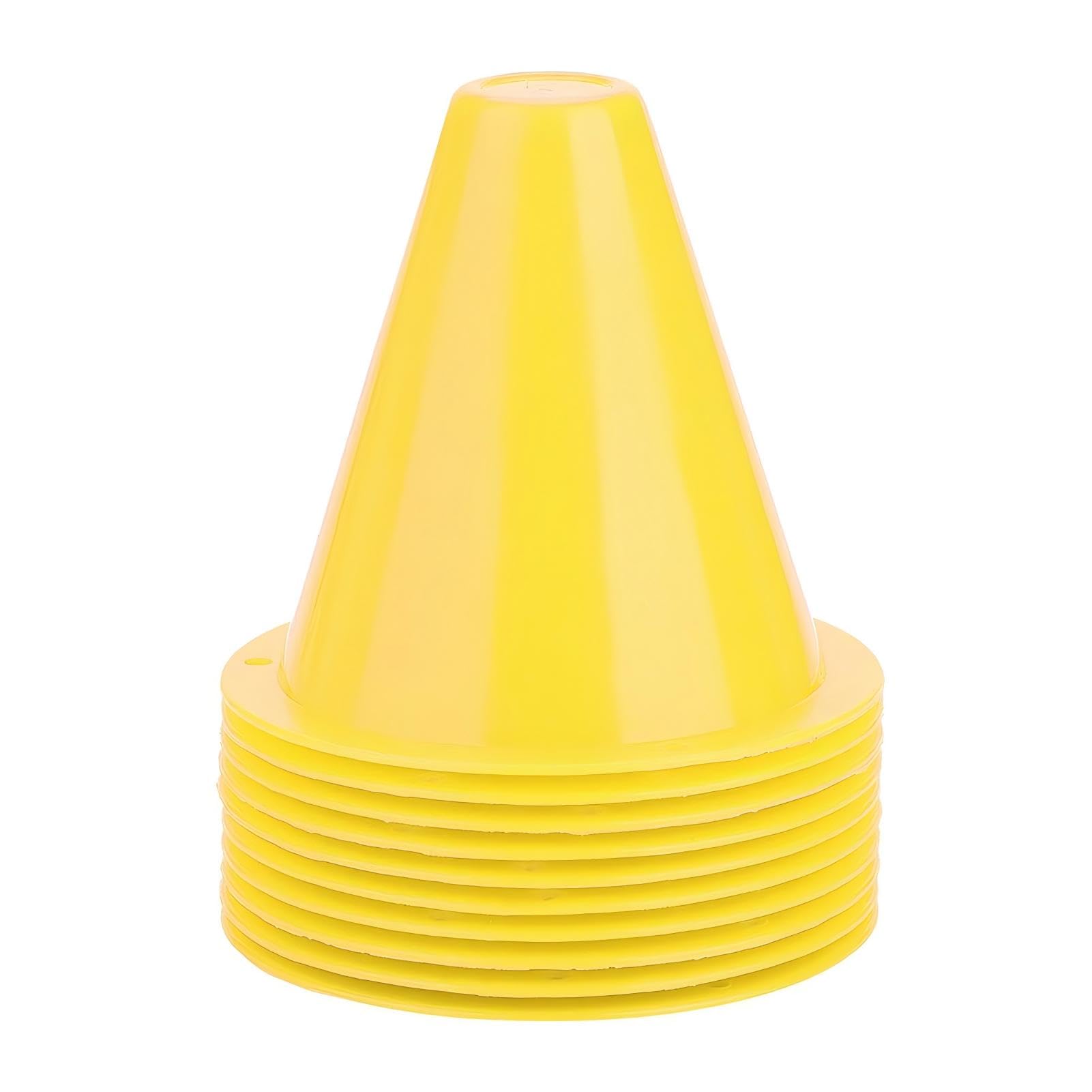 VIFER 10Pcs Football Cones Training Set, Traffic Marker Cones Activity Cones for Kids, Sports Cones Exercise Equipment Small Stacking Cones for Indoor Outdoor Football Training (Yellow)