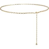 Gold Metal Waist Chain for Women - Adjustable Body Chain with Link Belts for Dress & Jeans